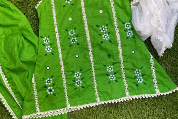 green & white 14th august outfits for your infant girl